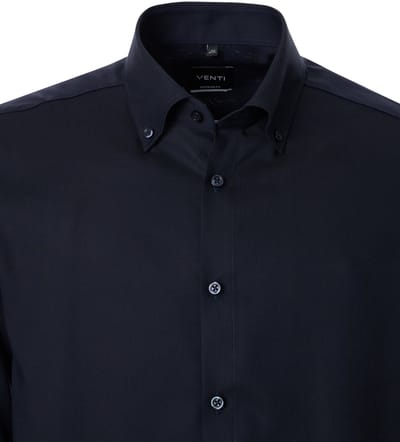 VENTI modern fit overhemd - Oxford - donkerblauw - Strijkvrij - Boordmaat: 43