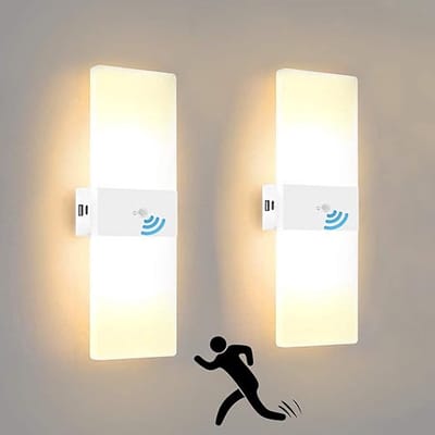 Oplaadbare LED Wandlamp met Bewegingsmelder - Modern en Energiezuinig voor Binnengebruik - 3000K - 2 Stuks Wit
