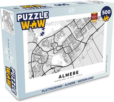 Puzzel Plattegrond - Almere - Nederland - Legpuzzel - Puzzel 500 stukjes - Stadskaart