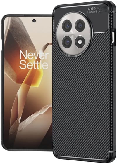 Techsuit Carbon Fiber Silicone Back Cover Hoesje geschikt voor OnePlus 13R - Zwart