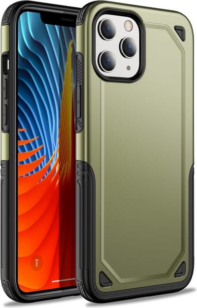 Peachy Pro Armor kunststof en schokabsorberend TPU hoesje geschikt voor iPhone 12 en iPhone 12 Pro - groen