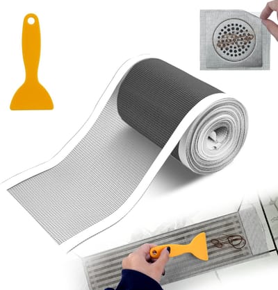 Gloovon® - Afvoerzeef - 1 Stuk - Zelfklevende afvoerfilter 4 inch x 33 ft - Wegwerpbare Zelfklevende - Gootsteenzeef - met Verwijdergereedschap - voor badkamer keuken badkuip