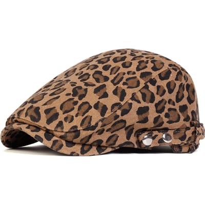 Unisex Luipaardprint Newsboy Petten Mannen Britse Schildersmutsen Herfst Winter Baretjes Verstelbare Platte Pet Hip Hop Baretjes brown