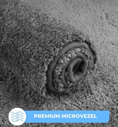 Famanu - Antislip Badmat Öko-Tex Gecertificeerd, Badmat van Langpolig Polyester, Rand van Polypropyleen, Zacht Premium Set (80x150 cm)