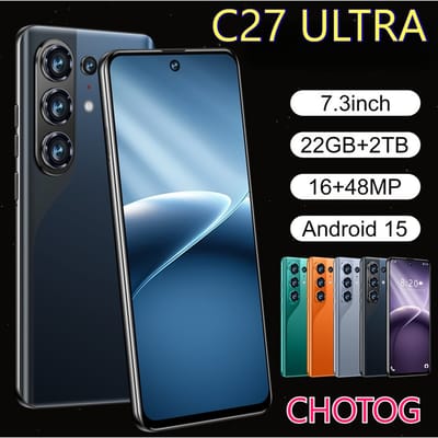 CHOTOG 2026 22GB + 2TB Smartphone Hot 7.3 HD Mobiele Telefoon C27 Ultra Android 15 Mobiele Telefoons 5G 7800mAh + Dual SIM 16 + 48MP Camera