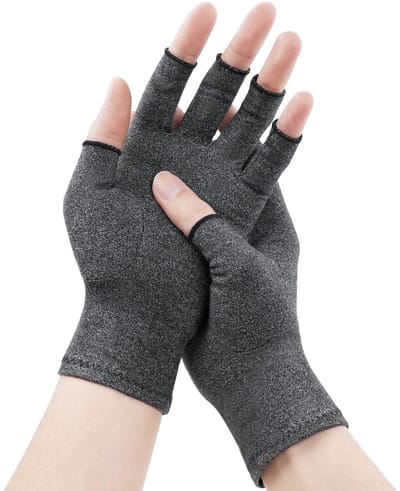 Vingerloze compressiehandschoenen voor artritis, pijnverlichting, ideaal voor gamen en typen, unisex, grijs