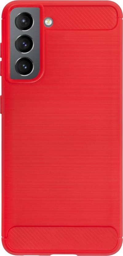 BMAX Carbon Hoesje geschikt voor de Samsung Galaxy S21 / Soft cover / Telefoonhoesje / Beschermhoesje / Telefoonhoesje / Telefoonbescherming - Rood