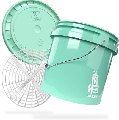 Wasemmer Set - Auto Wash Bucket - Auto Wassen - Met Grit Guard Inzetstuk - 13 Liter - Mint Wit