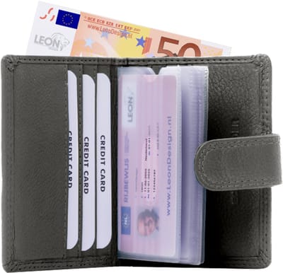 Pasjeshouder - Pasjeshouder uitschuifbaar - Pasjeshouder mannen - Pasjeshouder vrouwen - Creditcardhouder heren - Creditcardhouder dames - Pasjeshouder mannen met portemonnee - Pasjeshouder vrouwen portemonee - Pasjeshouder portemonnee - Leer