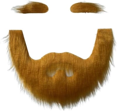 Set van Nep Snorren en Baarden - Zelfklevende Gezichtshaar voor Kostuum en Halloween Feestjes (Donker Goud)
