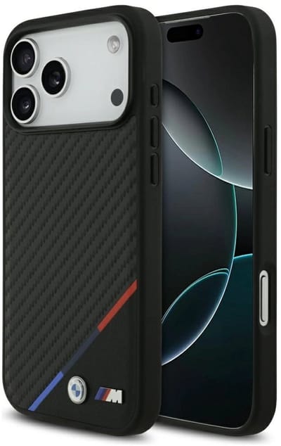 BMW M Carbon Tricolor Line MagSafe Case for iPhone 17 Pro Max - Black
