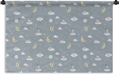 Wandkleed - Wanddoek - Muis - Maan - Patronen - 180x120 cm - Wandtapijt