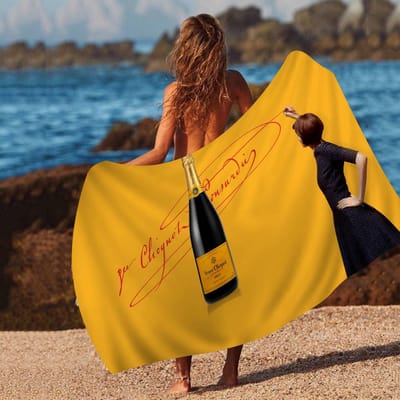V-Veuve C-clicquot Grote Microvezel Strandlakens Sneldrogend Handdoek Zandstrand Handdoeken Zwembad Handdoek Voor Reizen Zwemmen Zwembad Yoga W30*H60(CM)