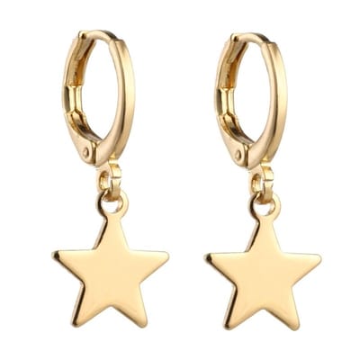 Fako Bijoux® - Minimalistische Oorbellen - Sterretjes - Ring Oorbellen - Goudkleurig