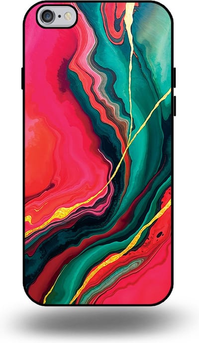 Smartphonica Telefoonhoesje Geschikt voor iPhone 6/6s Plus met Rood Groen Marmer Opdruk - TPU Backcover Case Red Green Marble Design geschikt voor iPhone 6/6s Plus