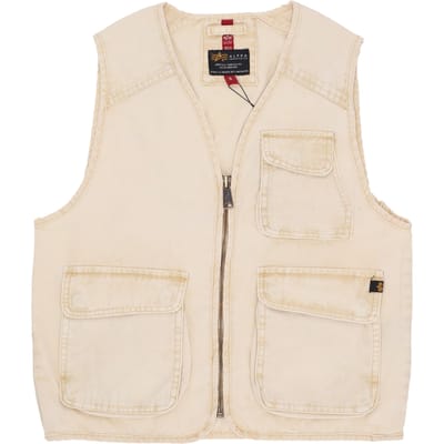 Man Canvas Acid Vest Vintage White