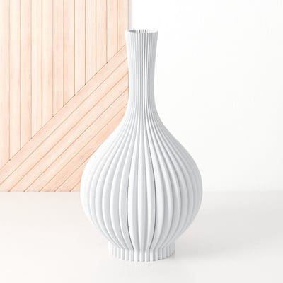 Fleuriek Vaas - Wit - H40 cm - Vaas voor zijden bloemen of kunstbloemen - Woonaccessoires voor droogbloemen - 3D geprinte vaas van gerecycled kunststof