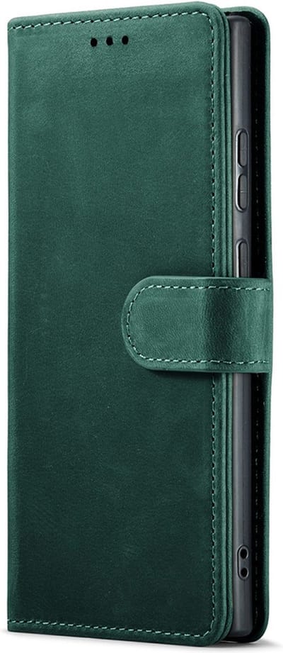 CaseMania Bookcase hoesje geschikt voor Samsung Galaxy S24 Ultra - Effen Groen - Leer