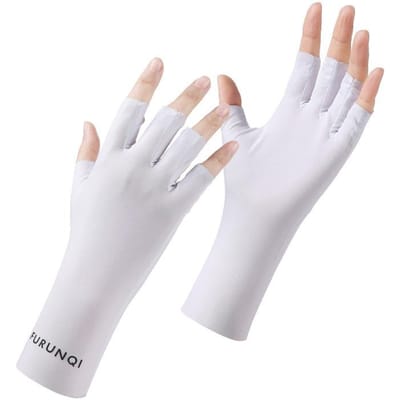 Gants d'été en soie glacée avec protection solaire, demi-doigts, doux pour la peau, respirants, anti-UV, style fin, pour la conduite, doigts, anti-noircissement, gants pour nail art white