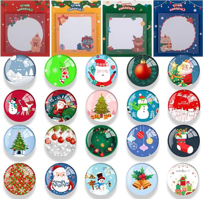 Decoratieve kerstmagneten, 3D-glas koelkastmagneten, creatieve notitieblaadjes voor kerst, mini geschenken en schrijfwaren, perfect voor feestelijke decoratie