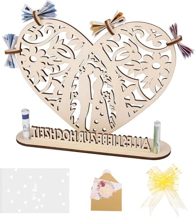 Houten Geldcadeau voor Bruiloft - Origineel Huwelijksgeschenk voor Bruidspaar en Verliefden, Perfect voor Verjaardag en Jubileum