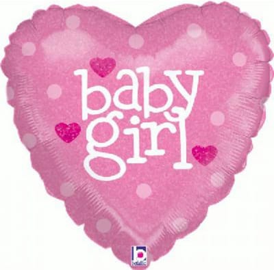 Folieballon baby girl hart 45 cm