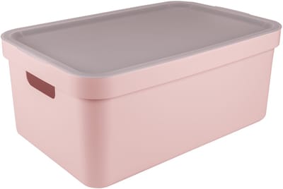 Sunware opbergbox Sigma - met deksel - kunststof - 45L - lichtroze - opbergbakken - 39x59x24 cm