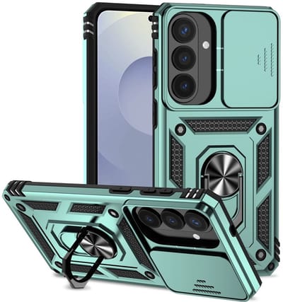 Coverup Hoesje - Geschikt voor Samsung Galaxy S26 Plus Hoesje - Coverup Armor Ring Kickstand Back Cover met Camera Shield - Mintgroen