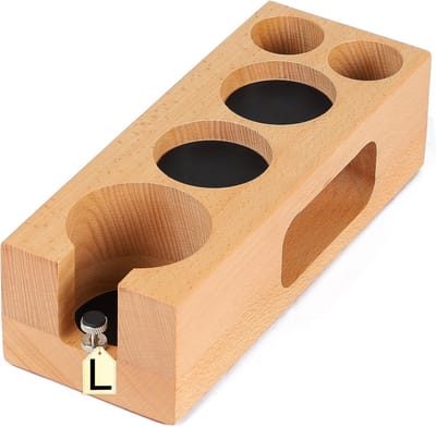 Houten tamperstation 58 mm verstelbare hoogte voor espresso