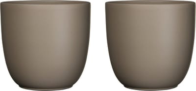 Mica Decorations Plantenpot - 2x stuks - taupe bruin - keramiek - 25 x 23 cm - bloempot