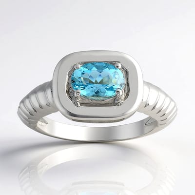 Cavill - Zilveren ring 925 sterling met 0,578 ct Mozambique aquamarijn - Ovale briljant slijpsel - Elegante blauwe edelsteen ring - Tijdloze sieraden