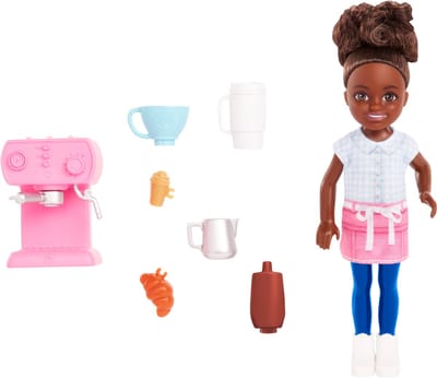 Barbie Chelsea Can Be Barista Doll And 7 Career-themed Accessories Including Coffee Maker