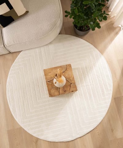 Rond vloerkleed Scandinavisch - Contour Edge crème 160