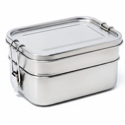 Famanu – RVS bento lunchbox van 1200 ml met twee vakken - duurzame lunchbox voor werk - school en onderweg - herbruikbaar en stevig - geschikt voor warme en koude maaltijden