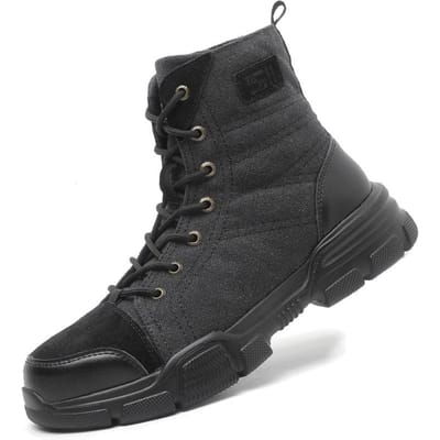 Chaussures de sécurité pour hommes Baskets de travail Chaussures indestructibles Bottes de protection à embout en acier Chaussures de sécurité de travail anti-écrasement et anti-perforation 41-46 41 noir