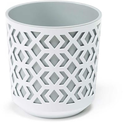 GreenHome Etnic - Bloempot - Wit ajour - Grijs inzetstuk - Duurzaam & Functioneel - 19x20 cm