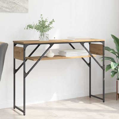 vidaXL - Consoltabel - Artisan - Eiken - Bewerkt - hout - 105x30x75cm