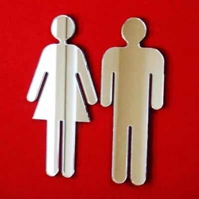 WC Deurbordje - Toilet Bordjes - Aanduiding Deur - Spiegel Acryl - 20cm x 9cm - Zilver