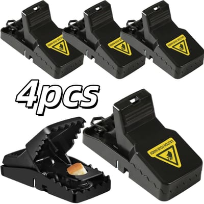 4 stuks Rattenval voor binnenshuis - Snel, effectief, hygiënisch en veilig - Hulpmiddel voor rattenbestrijding in huis - Rattenafweermiddel voor huisdieren en gezin - 11,2*4,8*5,6 cm - Voor rattenbestrijding in huiselijke omgevingen - Zwart
