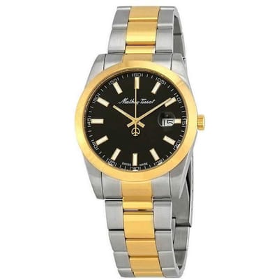Mathey-Tissot Mathy I Tweekleurig Roestvrij Staal Zwarte Wijzerplaat Kwarts H450BN Herenhorloge zwart