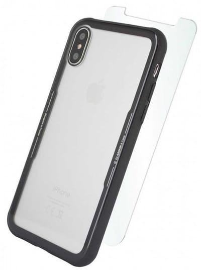 Muvit Skin Case Iphone Xs/x And Gehard Glazen Schermbeschermer Transparant,Zwart