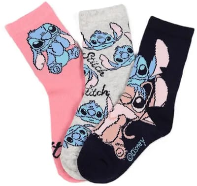 Stitch Sokken Kinderen – 3 Paar – Disney Lilo & Stitch – Maten 23-26 – Katoenmix – Officiële licentie – Roze