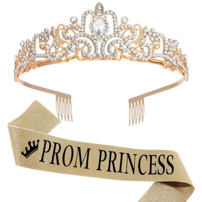 Couronne Ronde en Cristal Européen et Américain Balle Coiffe de Prince Écharpe Couronne Décoration de Fête