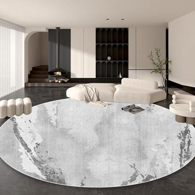 Nordic Luxe Goud Rond Tapijt Decoratie Woonkamer Abstract Grote Oppervlakte Kleden Slaapkamer Bedzijde Antislip Zachte Vloermat Wasbaar 60*60cm
