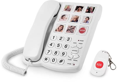 Allecto - Vaste telefoon - Telefoon met grote toetsen - SOS-afstandsbediening - Wit - HD-geluidskwaliteit - Geschikt voor senioren - Telefoon met b...