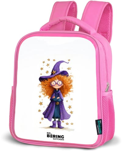 NoBoringSuitcases.com® - Rugzak roze - Schooltas meisjes - Sterrenmagie met krullen - Kinder rugtas meisje - Boekentas kind - Kinderrugzak voor school - Schoolrugzak