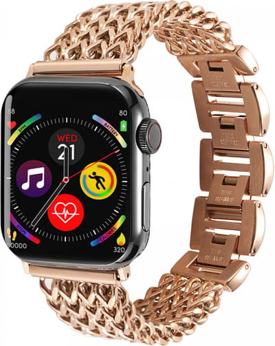 Gevlochten Stalen Bandje Geschikt voor Apple Watch 1 / 2 / 3 / 4 / 5 / 6 / 7 / 8 / 9 / 10 / SE - 42MM / 41MM / 40MM / 38MM - Metalen RVS Band - Rose Goud