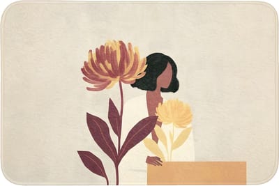 Badmat 90x60 cm - Antislip - Vrouw - Minimalistisch - Bloem - Badmatten voor badkamer - Badkamermat - Douchemat - Badkamer mat