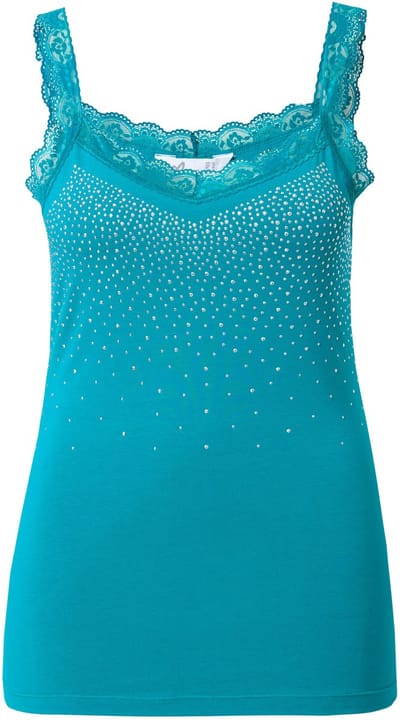 MIAMODA - Dames - Top mouwloze slim fit glittersteentjes kant - Jade - Maat 52