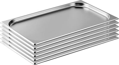 HCB® - 6x Gastronormbakken - 1/1 Gastronormbak - 20 mm - RVS / INOX GN bak - Chafing dish bakken - Warmhoudschaal - kg - 2043-6